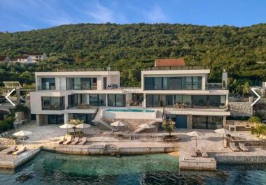 Luxurious seafront villa in Tivat with yacht dock and pool