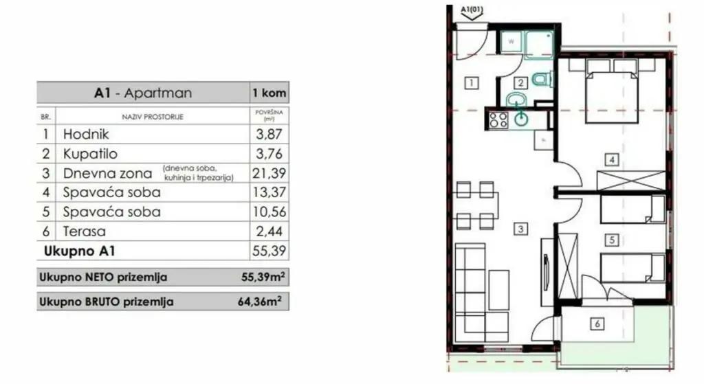 Luxury seaview 64 m2 apartment in Bečići in exclusive complex